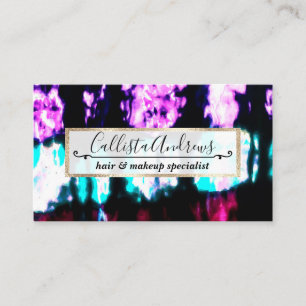 Artsy Summer Teal Black Colourful Tie Dye Pattern Business Card