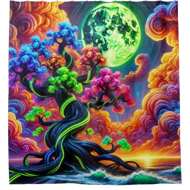 Artsy Tree Scene Shower Curtain (Front)