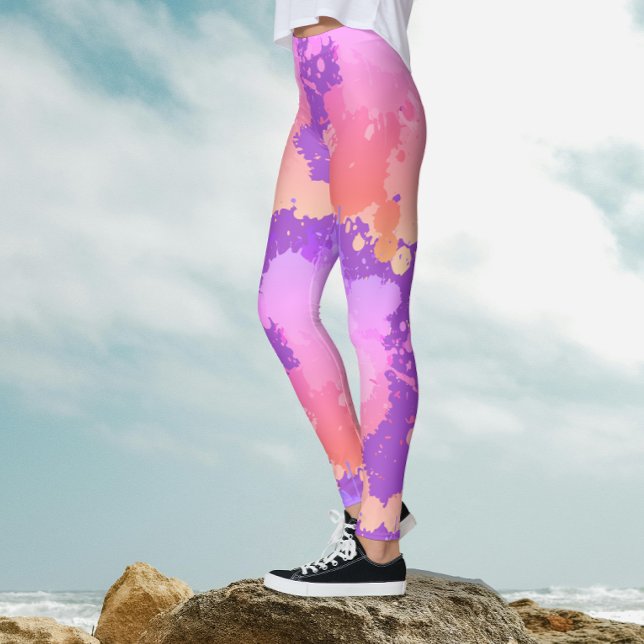 Artsy Trendy Chic Girly Doll Colour Splatters Pink Leggings (Creator Uploaded)