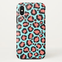 Artsy Trendy Coral Mint Teal Leopard Animal Print