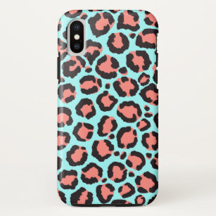 Artsy Trendy Coral Mint Teal Leopard Animal Print Case-Mate iPhone Case