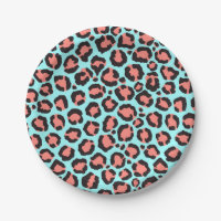 Artsy Trendy Coral Mint Teal Leopard Animal Print