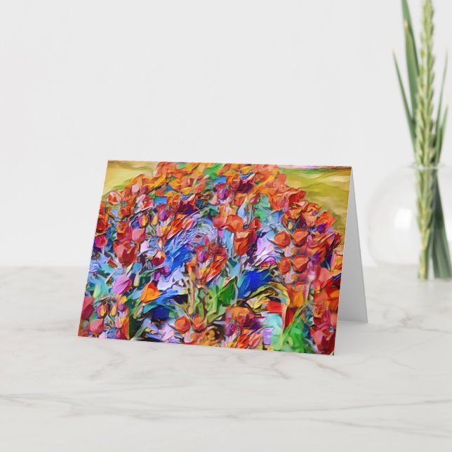 Artsy Tulip Garden Art Note Card (Front)