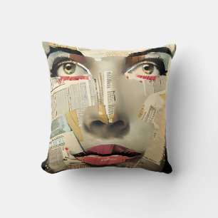 Artsy Unique Digital Art Pretty Lady Abstract Cushion