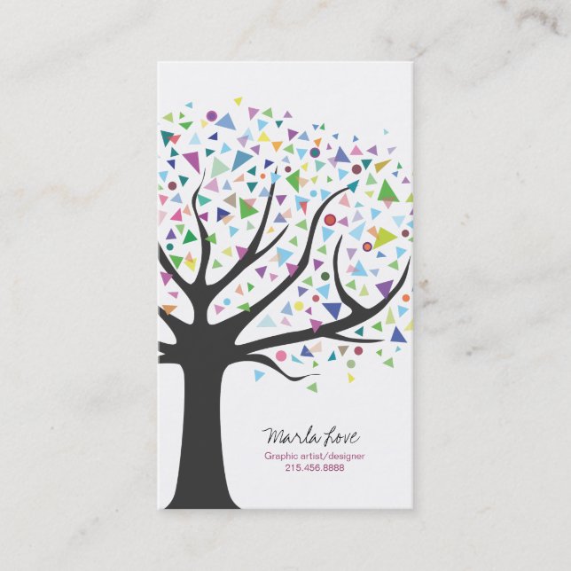 Artsy Unique Tree Business Card Art designer (Front)