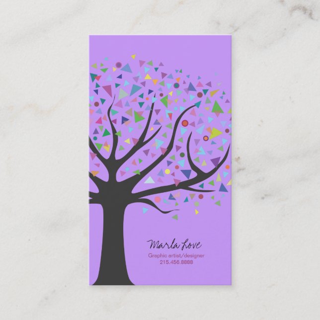 Artsy Unique Tree Business Card Art designer (Front)