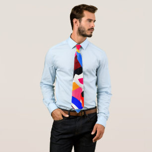 Artsy Vibrant Colourful Brushstroke Explosion Art Tie