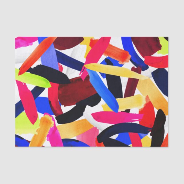 Artsy Vibrant Colourful Brushstroke Explosion Art Tissue Paper (Front)