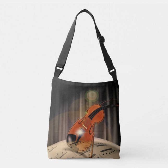 Artsy Violin Music Crossbody Bag (Front)