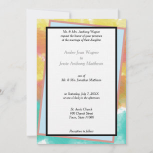 Artsy Watercolors Geometric Framed Wedding Invitation