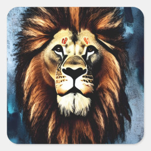 Artsy Wild African Lion Square Sticker