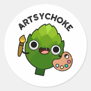 Artsychoke Funny Veggie Artichoke Pun  Classic Round Sticker