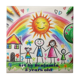 Artwork child   proud Drawing kids  Ceramic Tile