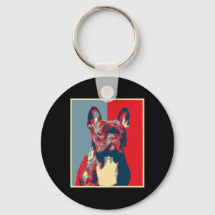 Artwork Frenchie - Vintage Silhouette French Bulld Key Ring
