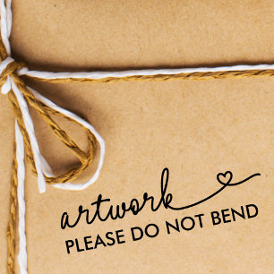 Artwork Heart Please Do Not Bend Rubber Stamp