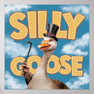 Artwork Illustration Silly goose, Funny Goose Poster