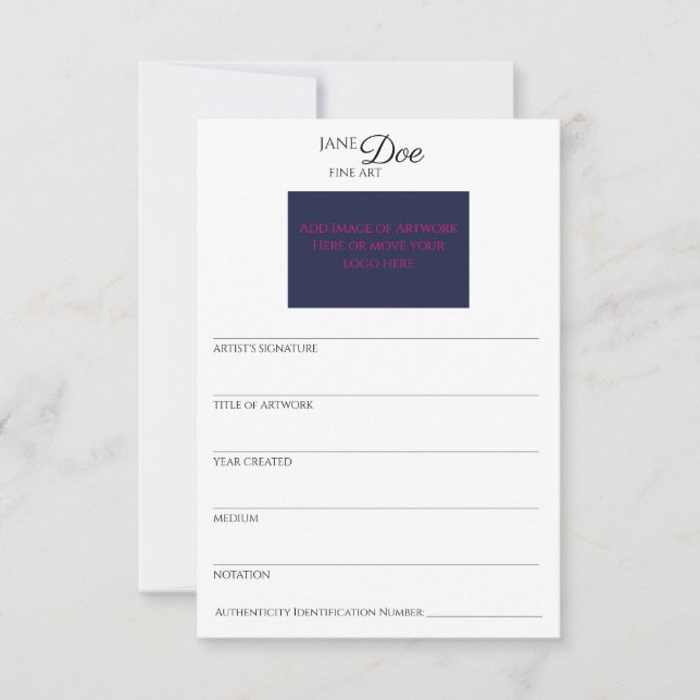 Artwork Information Card  (Front)