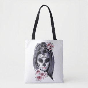 Artwork Mask Make Up Goth Girl Tote Bag