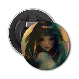 Artwork of Anime Girl Surrounded by Rainbow Light Bottle Opener