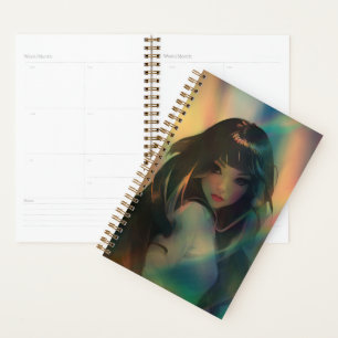 Artwork of Anime Girl Surrounded by Rainbow Light Planner