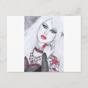 Artwork of Beautiful ladies and flowers Postcard