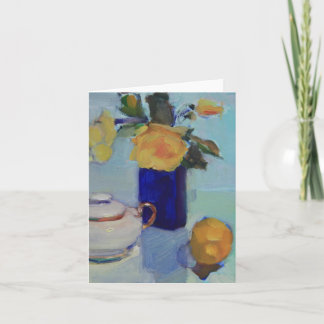 Artwork of Yellow Roses and Lemon Card