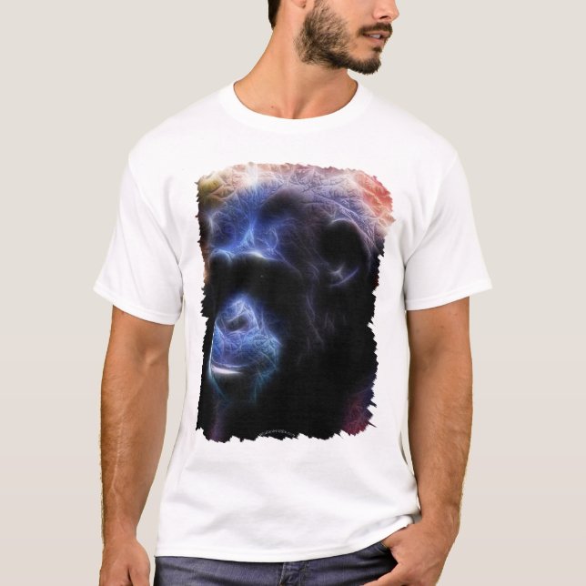Arty Blue Chimpanzee Portrait T-shirt (Front)