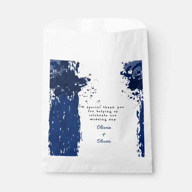 Arty Blue Splatter - Wedding Favour Bag (Front)