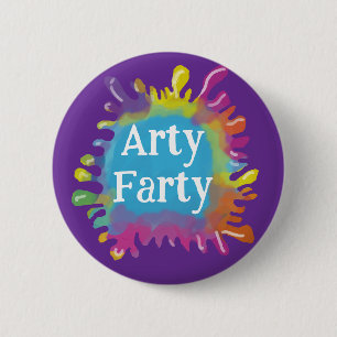 arty farty artist painter paint blob 6 cm round badge