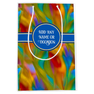 Arty Glass Fluid Colours - Custom Name / Occasion Medium Gift Bag