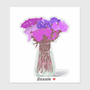 Arty Happy Colorful Flowers In Vase  +Custom Name
