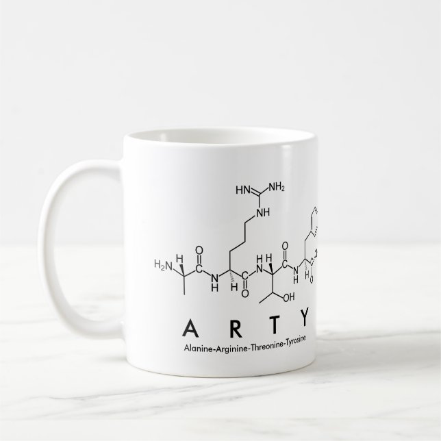 Arty peptide name mug (Left)
