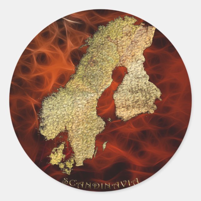 Arty Scandinavian Map Educational Gift Classic Round Sticker (Front)