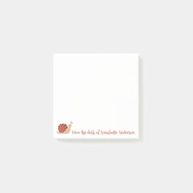 Arty Snail Personalise Post-it Notes (Front)