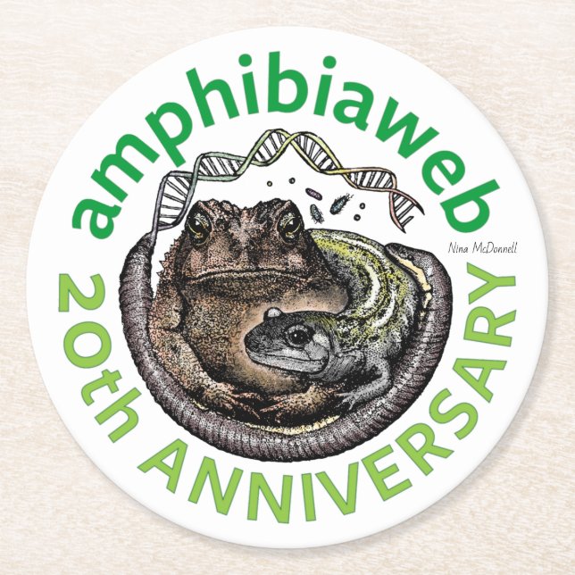 #ArtYourAmphibian2020 - Nina McDonnell Round Paper Coaster (Front)