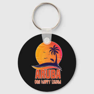 Aru One Happy Island Beautiful Sunset Beach Key Ring