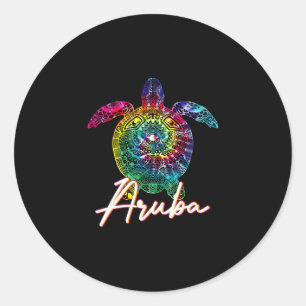 Aru Tie Dye Sea Turtle Matching Family Vacation Classic Round Sticker