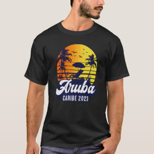 Aruba 2023 Caribe Sunset Beach Retro Premium T-Shirt