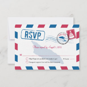 Aruba Air Mail Wedding RSVP Card