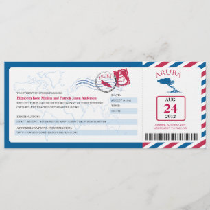 Aruba Airmail Boarding Pass iWedding  Invitation
