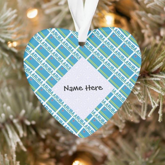 Aruba and Aruba Flag Tiled Personalised  Ornament (Tree)