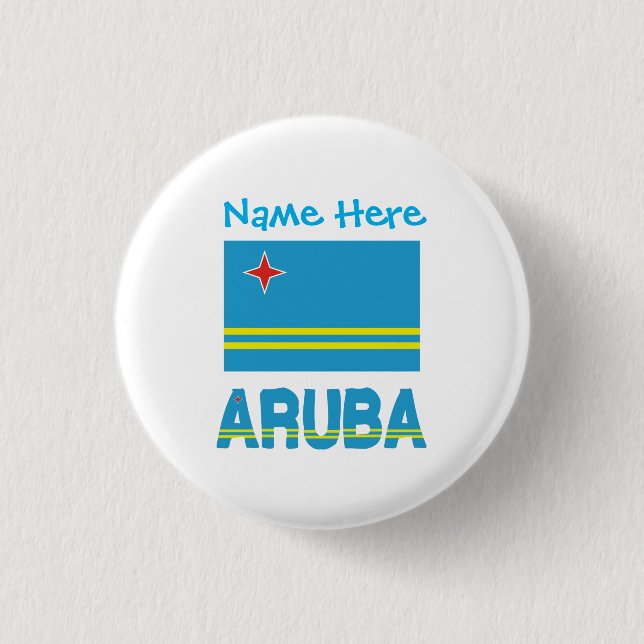 Aruba and Aruban Flag Blue Personalisation  3 Cm Round Badge (Front)