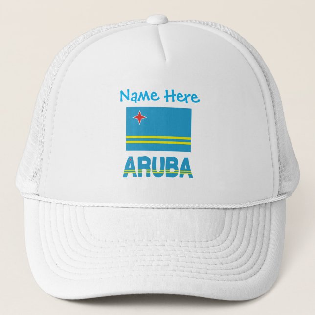 Aruba and Aruban Flag Blue Personalisation  Trucker Hat (Front)
