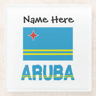 Aruba and Aruban Flag Personalised Glass Coaster