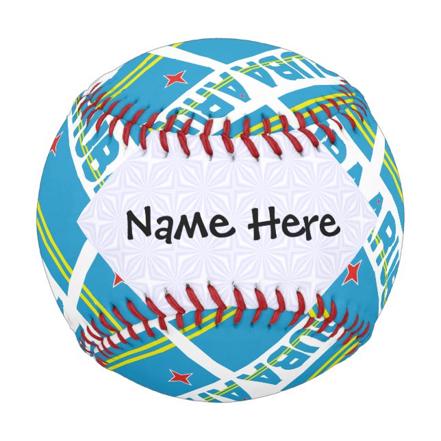 Aruba and Aruban Flag Tiled with Your Name Baseball (Front)