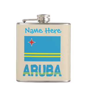Aruba and Aruban Flag with Personalised Hip Flask