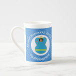 Aruba Angel Flag Hanukkah  Bone China Mug<br><div class="desc">Personalise this design of a black haired angel wearing the Aruban Flag of blue, yellow and red. Designed to decorate your home at Hanukkah. Our angel flies in a white circle of squiggly squares on a background of blue squiggly squares. Add a name below and change the year above for...</div>