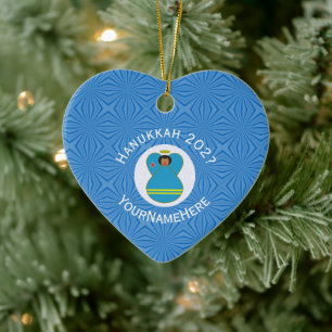 Aruba Angel Hanukkah Flag Personalised Ceramic Ornament