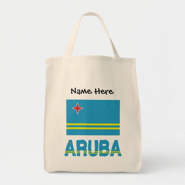 Aruba Aruban Flag Black Personalisation  Tote Bag (Front)