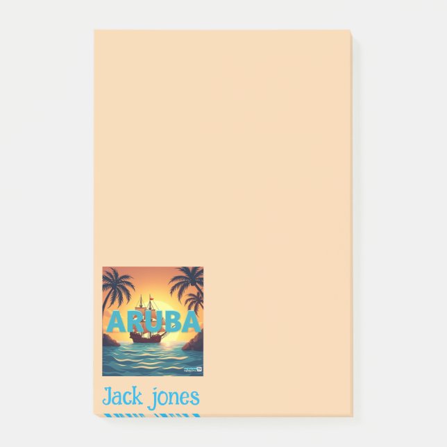 Aruba beach colour personalise post-it notes (Front)
